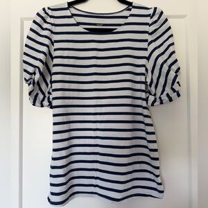 Lilly Pulitzer Striped Navy and White Puff-Sleeve Tee